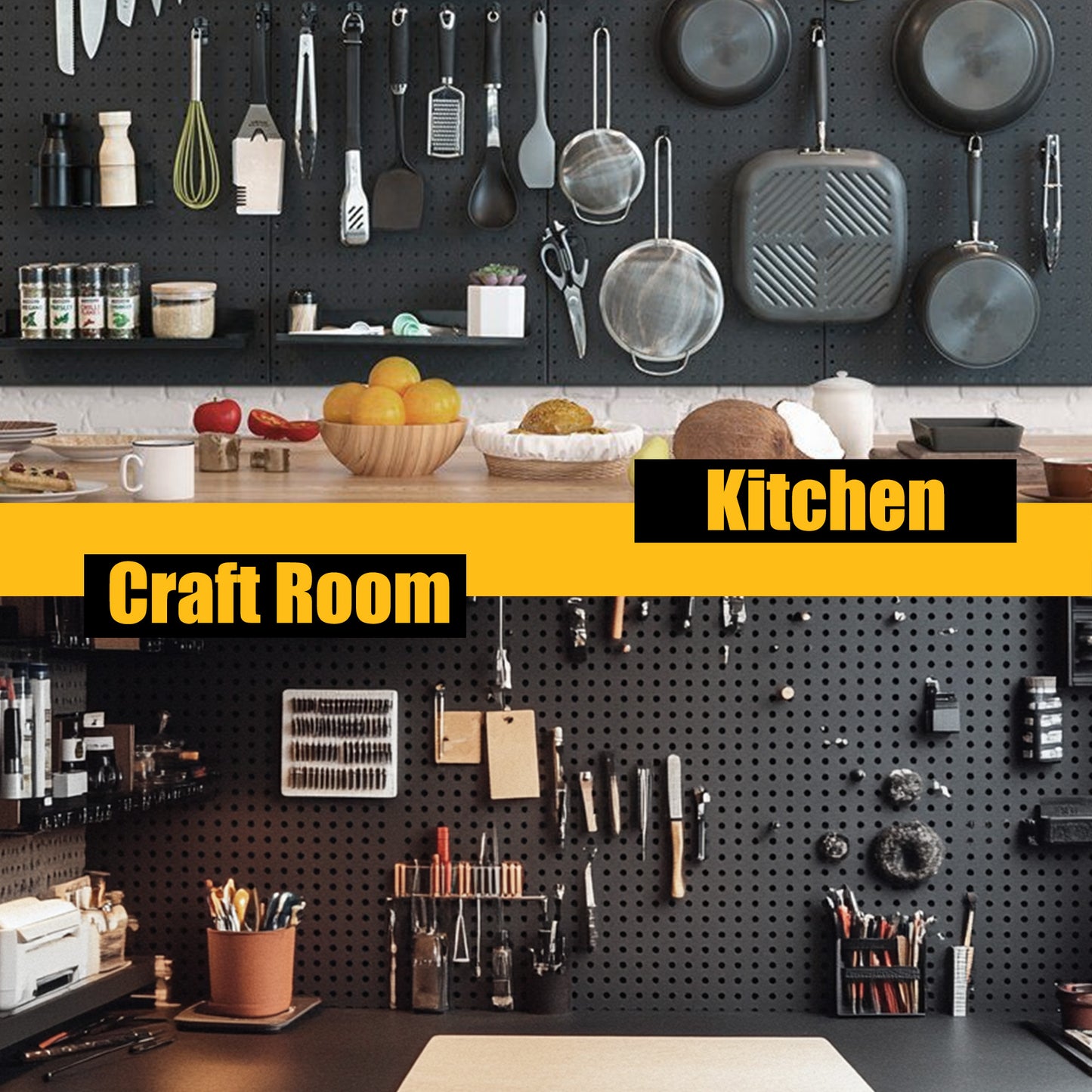 8Pack Metal Pegboard Panels with 50 Hooks