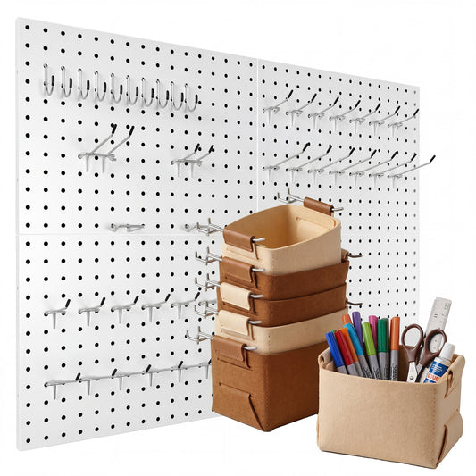 4 Pack Metal Pegboard Panels with 50 Hooks
