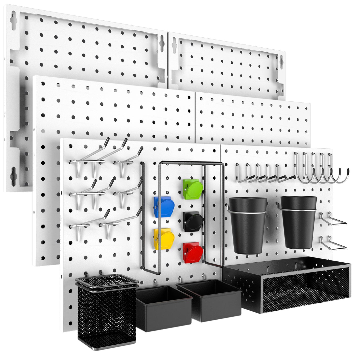 6 Pack Metal Pegboard Panels with 50 Hooks