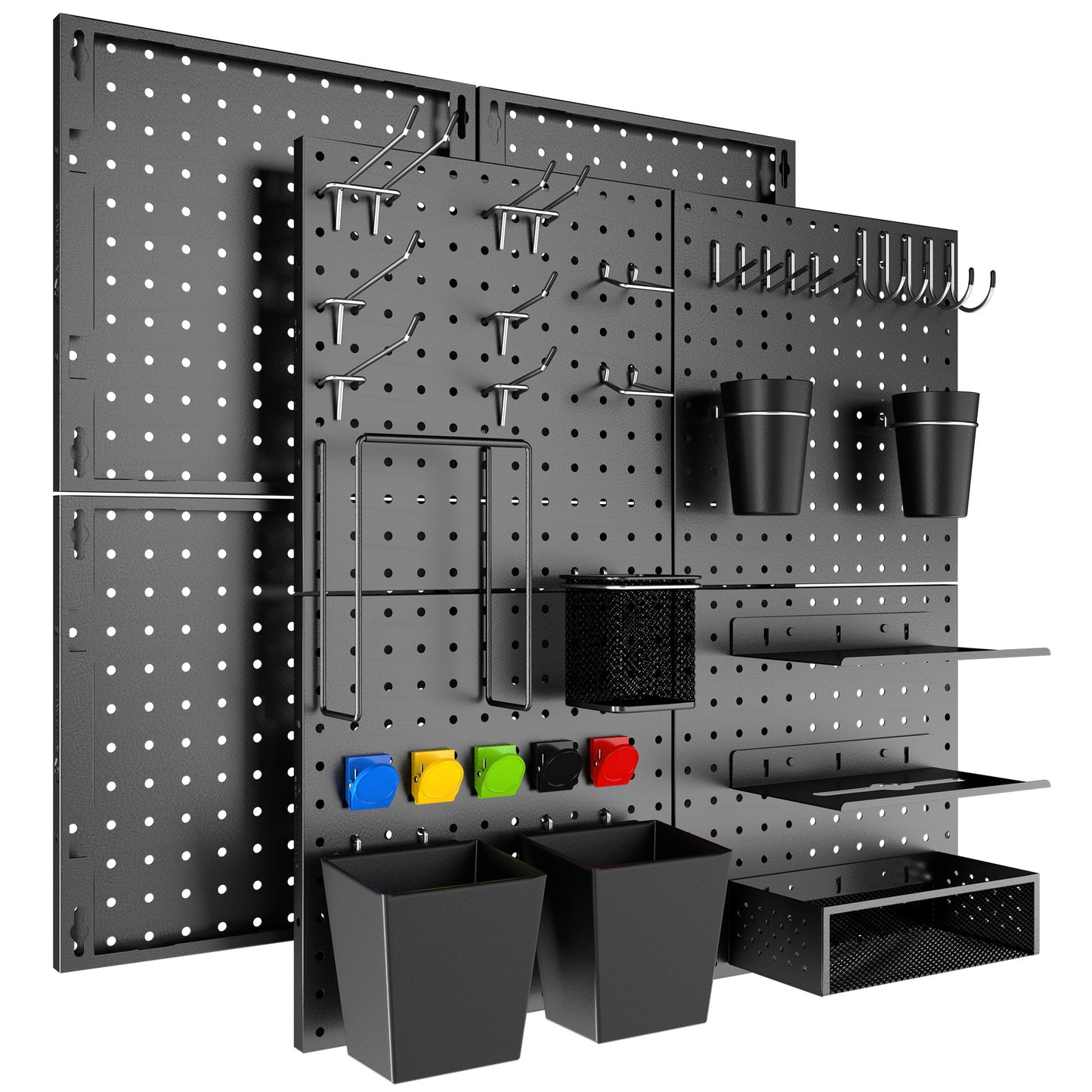8 Pack Metal Pegboard Panels with 50 Hooks