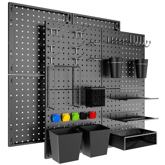 8 Pack Metal Pegboard Panels with 50 Hooks