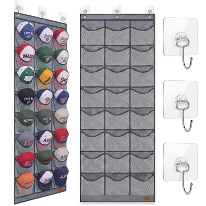 Amoowis Hat Organizer for Baseball Caps, 24 Deep Pockets Hat Rack