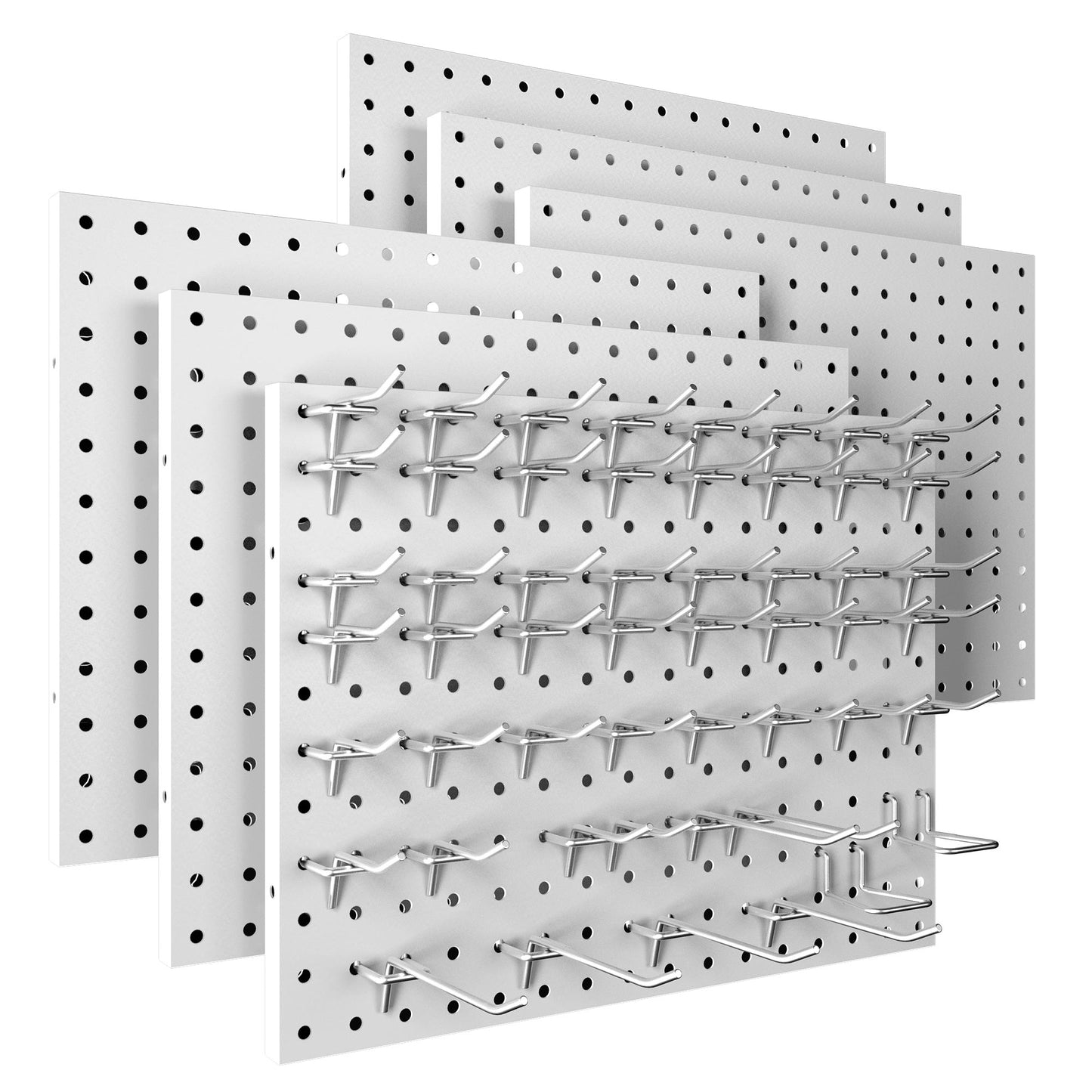 6Pack Metal Pegboard Panels with 50 Hooks