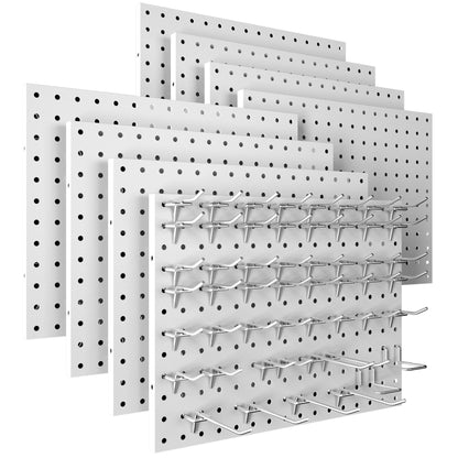 Amoowis Peg Board, 8 Pack White Metal Pegboard Panels with 50 Hooks