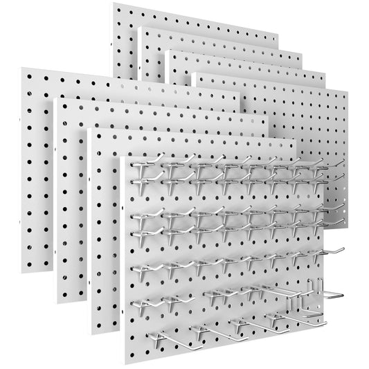 8Pack Metal Pegboard Panels with 50 Hooks