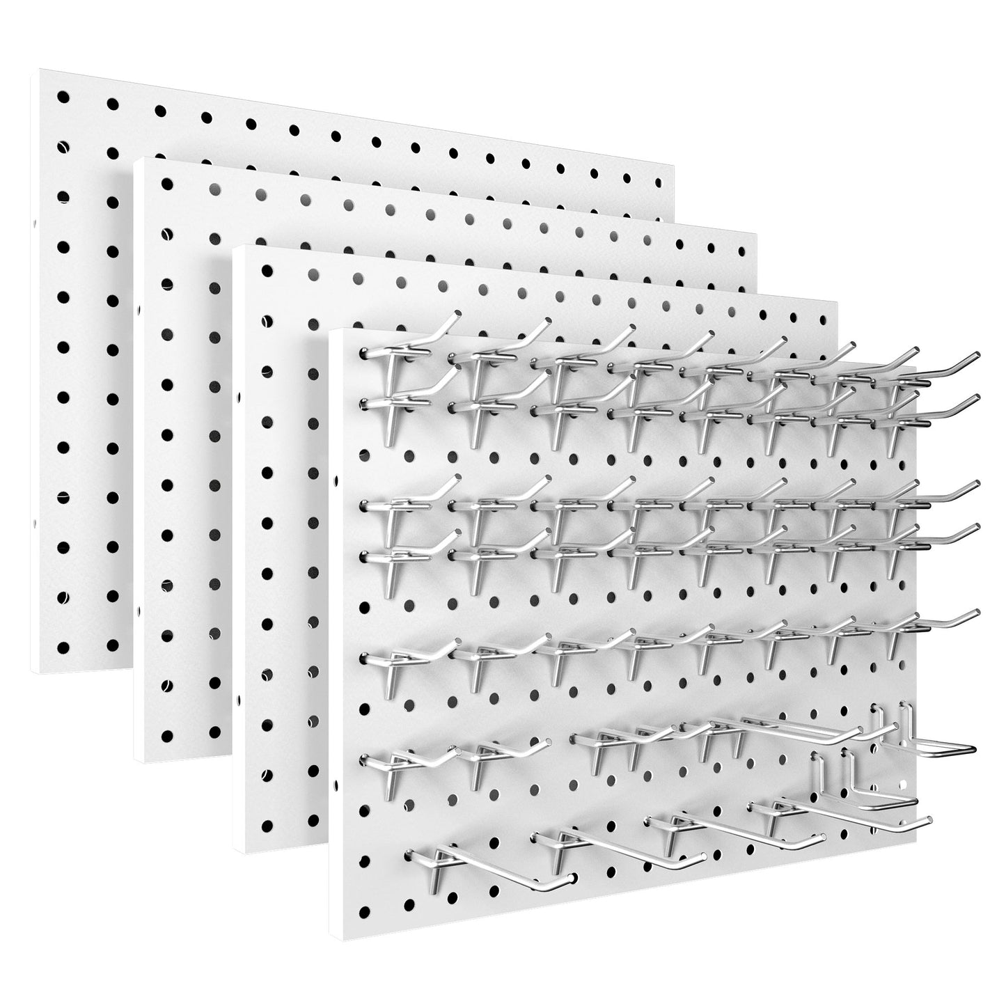 4 Pack Metal Pegboard Panels with 50 Hooks