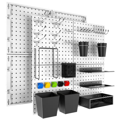 Amoowis Peg Board Kit, 8 Pack 12x12 Inch White Panels and 32 Accessories
