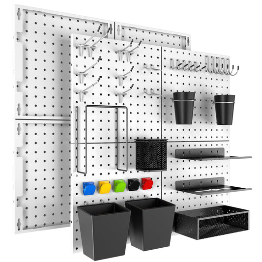8 Pack Metal Pegboard Panels with 50 Hooks