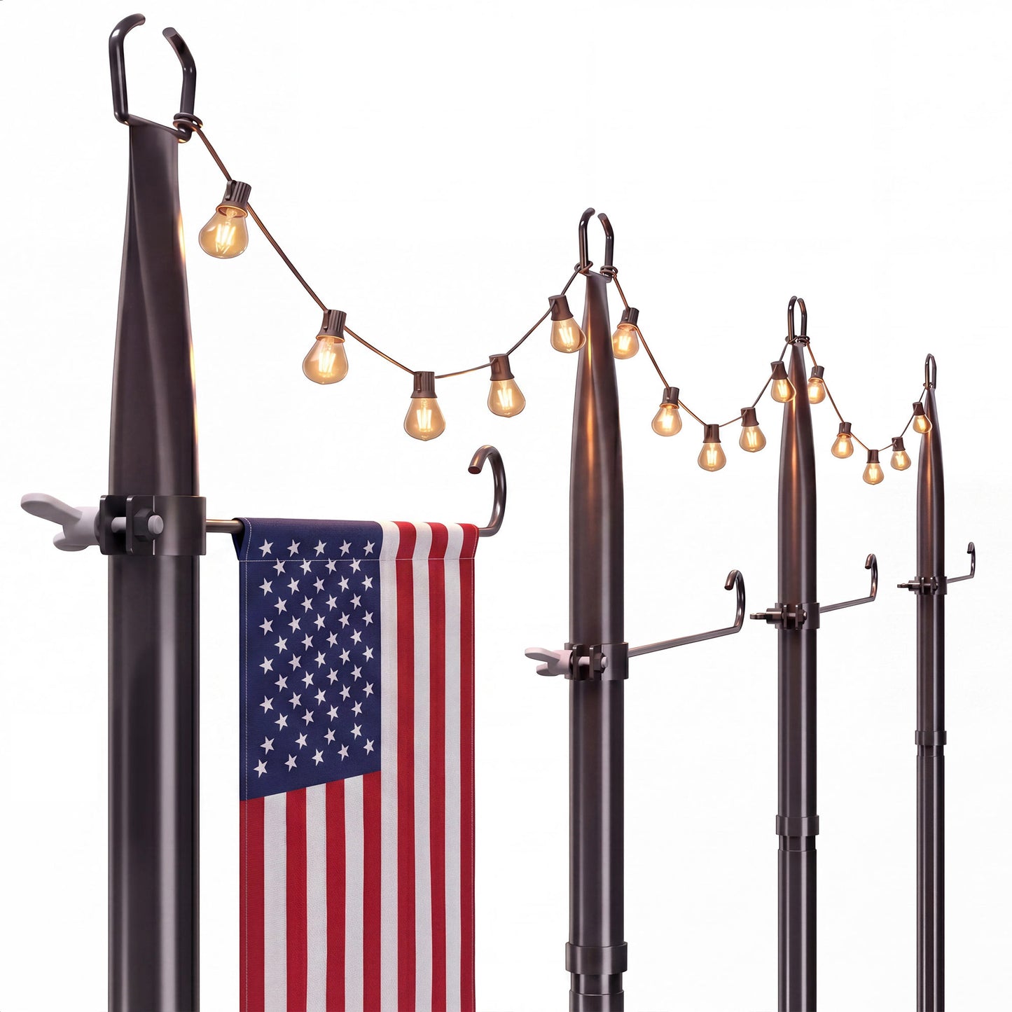 10Ft String Light Poles 4 Pack, Thickened Metal Outdoor Light Poles