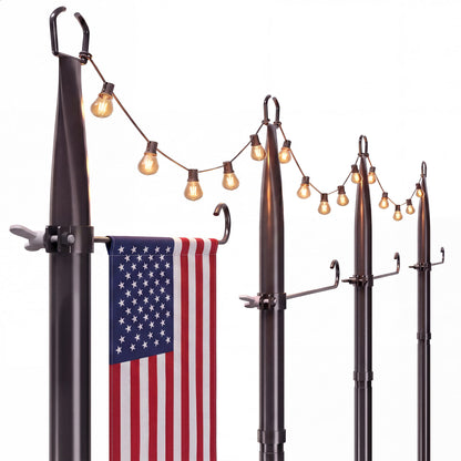 Amoowis 10Ft String Light Poles 4 Pack, Thickened Metal Outdoor Light Poles