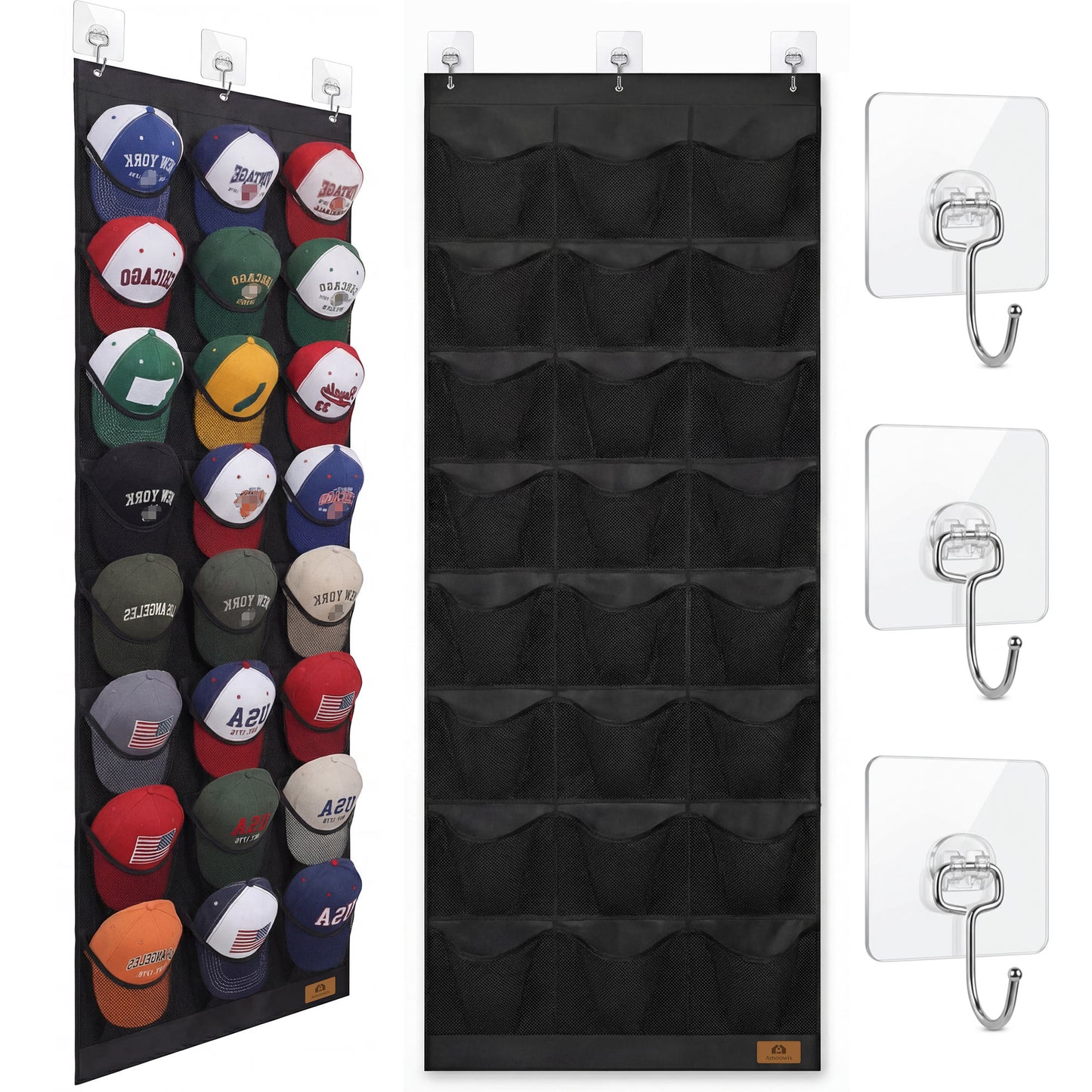Hat Organizer for Baseball Caps, 24 Deep Pockets Hat Rack