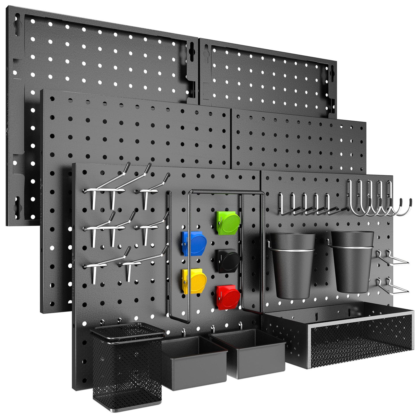 6 Pack Metal Pegboard Panels with 50 Hooks