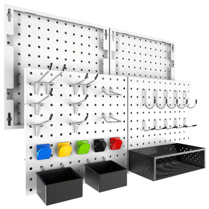 Amoowis Versatile Metal Peg Board Kit, 4 Pack White Pegboard Organizer