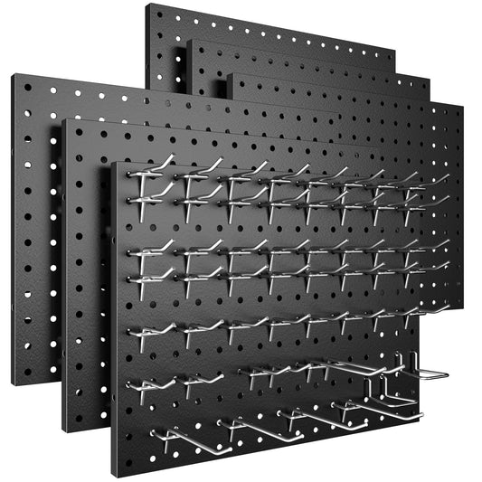 6 Pack Metal Pegboard Panels with 50 Hooks