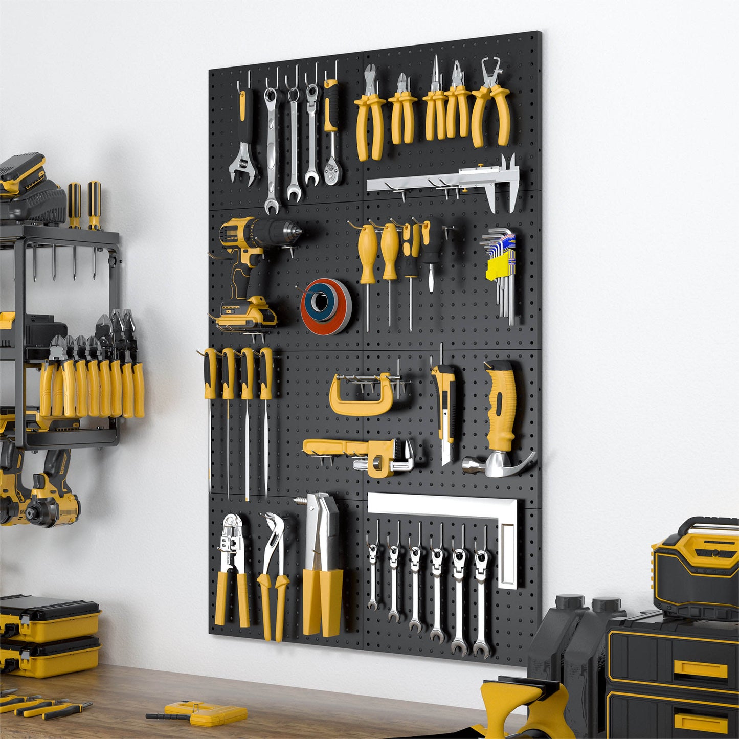 8Pack Metal Pegboard Panels with 50 Hooks