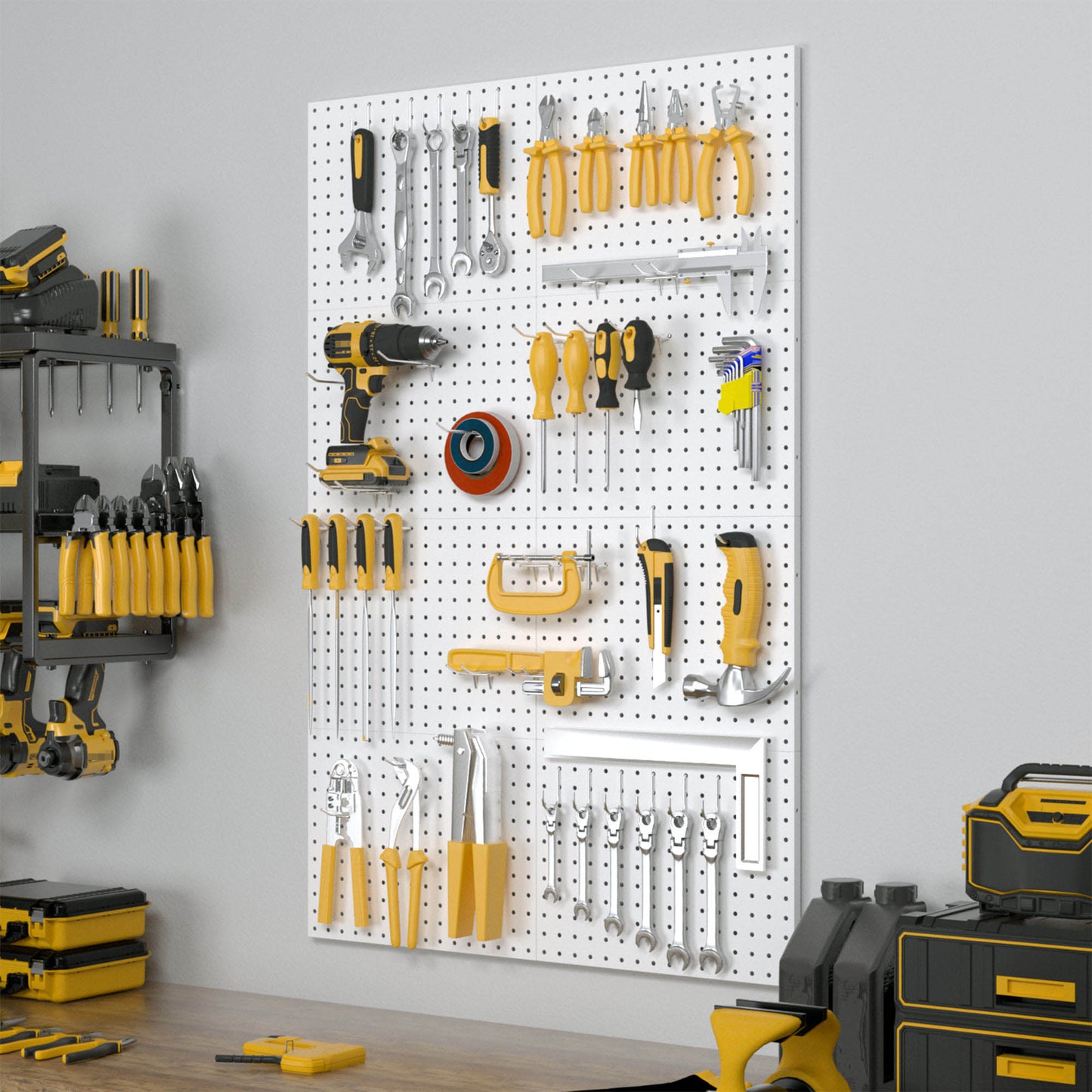 8Pack Metal Pegboard Panels with 50 Hooks