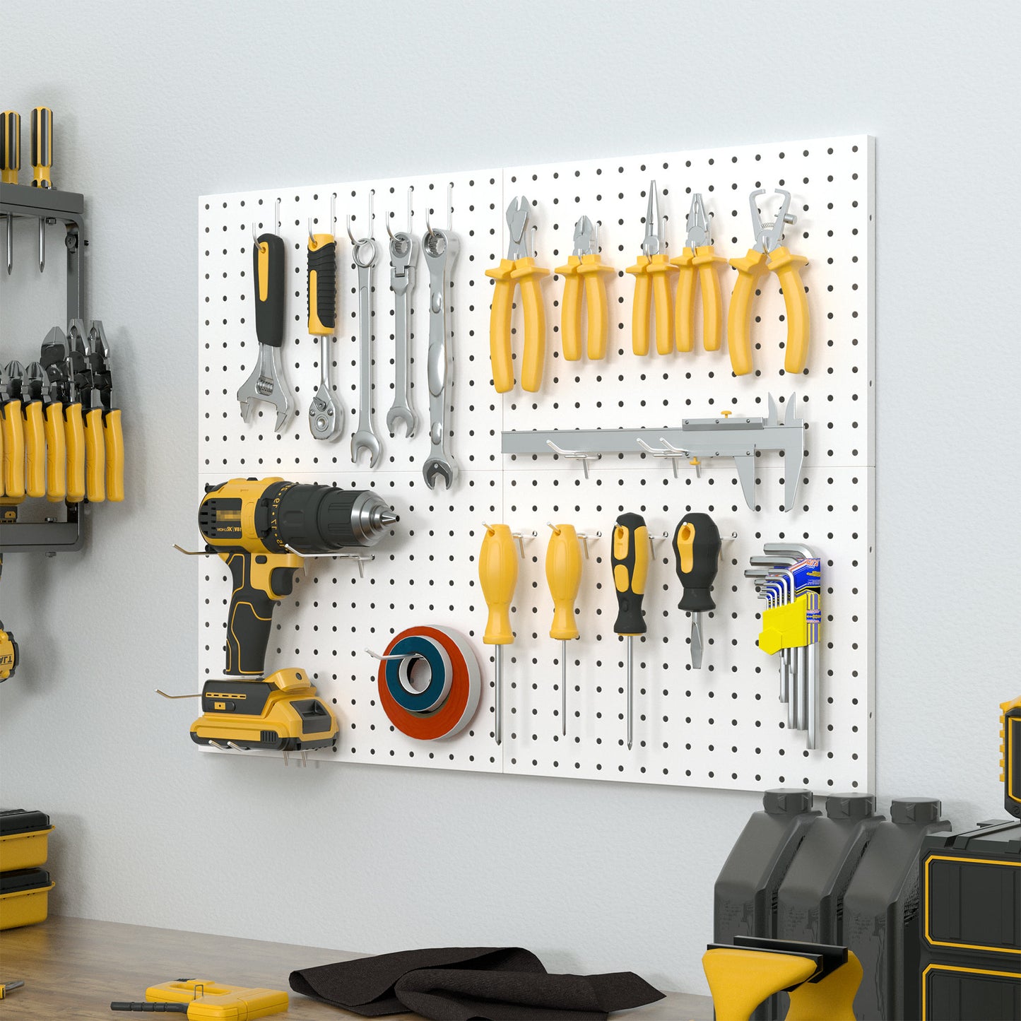4Pack Metal Pegboard Panels with 50 Hooks