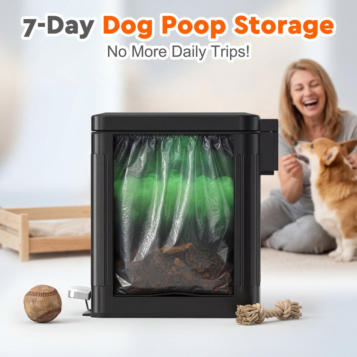 Dog Poop Trash Can Outside - Odor Control & Waterproof, 2.7Gal