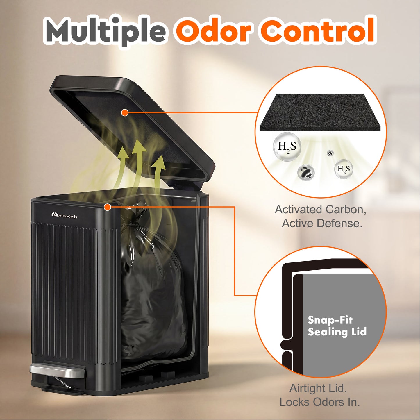 Dog Poop Trash Can Outside - Odor Control & Waterproof, 2.7Gal