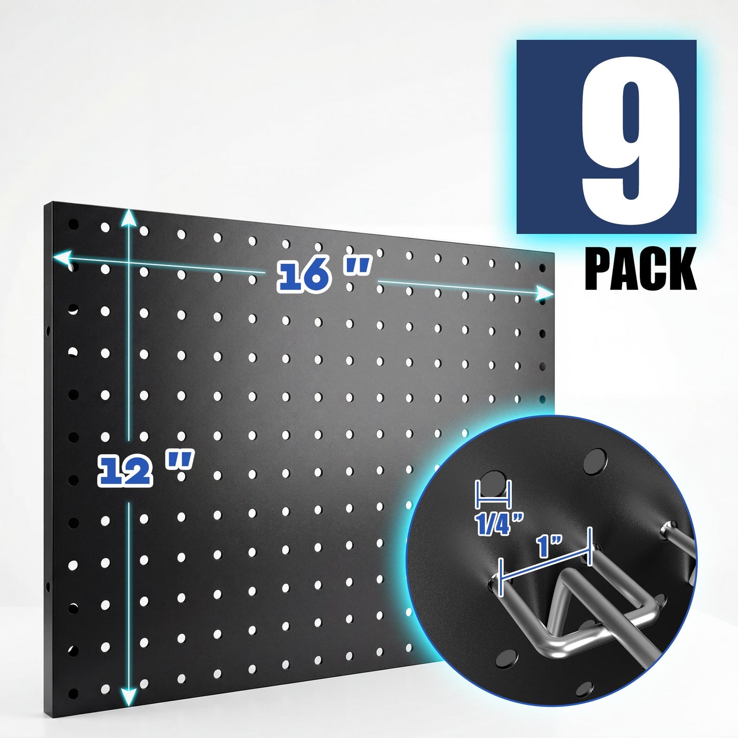 4 Pack Metal Pegboard Panels with 50 Hooks（4）