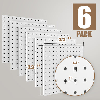 Amoowis Versatile Peg Board Kit, 6 Pack Pegboards with Hooks & Accessories(White)