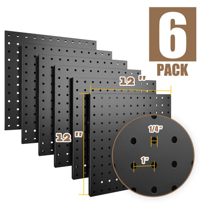 Amoowis Versatile Peg Board Kit, 6 Pack Pegboards with Hooks & Accessories(Black)