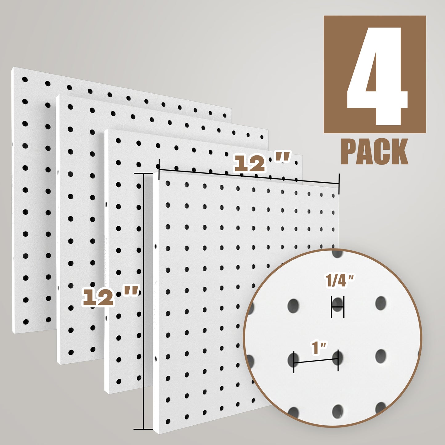 4 Pack Metal Pegboard Panels with 50 Hooks（3）