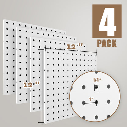 Amoowis Versatile Metal Peg Board Kit, 4 Pack White Pegboard Organizer