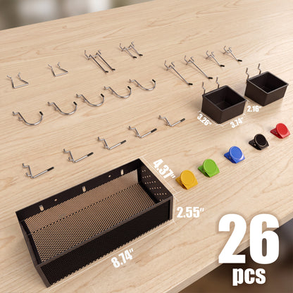 Amoowis Versatile Metal Peg Board Kit, 4 Pack White Pegboard Organizer