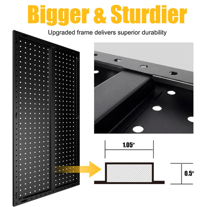 Amoowis Metal Peg board Panels, Black Pegboard Organizer, 16 * 33 * 2 Pcs