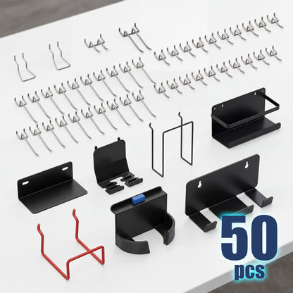 Amoowis 2 Pack Metal Pegboard Panels with 50 Hooks 16 * 33 * 2 Pcs
