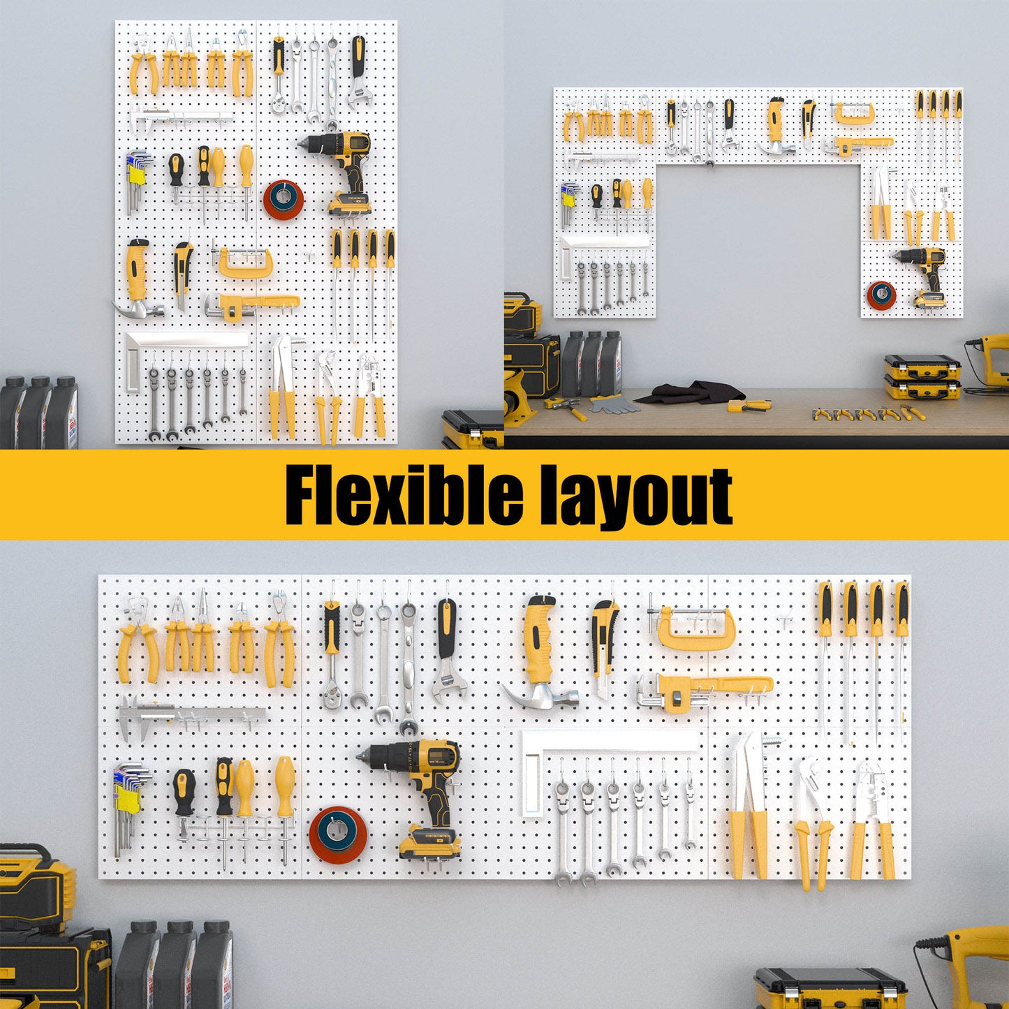 8Pack Metal Pegboard Panels with 50 Hooks