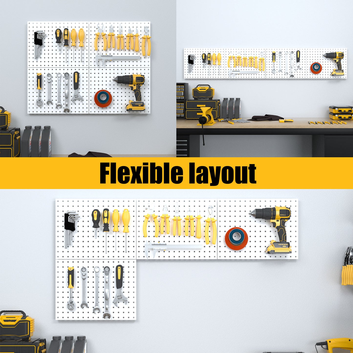 4Pack Metal Pegboard Panels with 50 Hooks