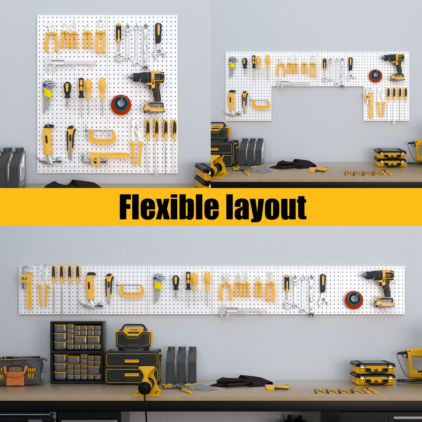 6Pack Metal Pegboard Panels with 50 Hooks