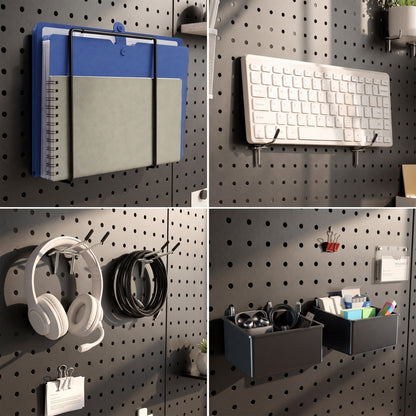 Amoowis Versatile Peg Board Kit, 6 Pack Pegboards with Hooks & Accessories(Black)