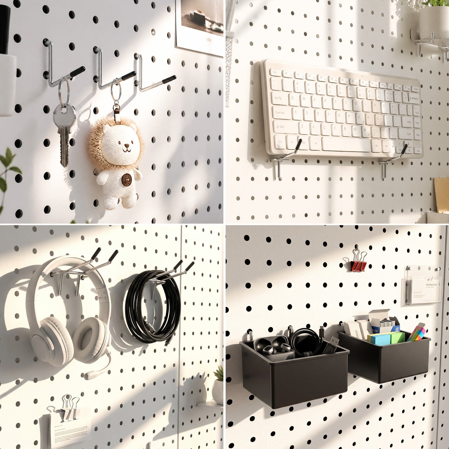 4 Pack Metal Pegboard Panels with 50 Hooks（3）