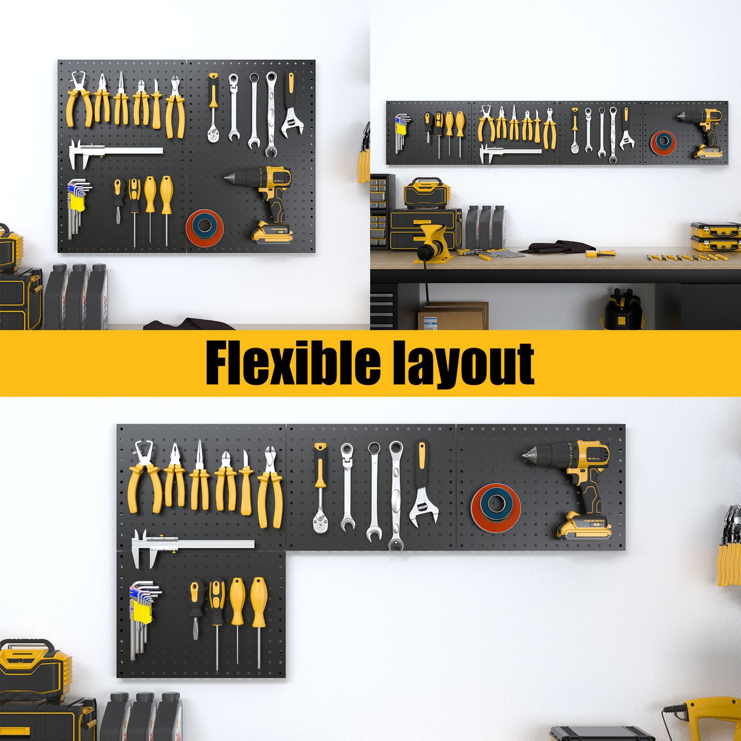 4 Pack Metal Pegboard Panels with 50 Hooks