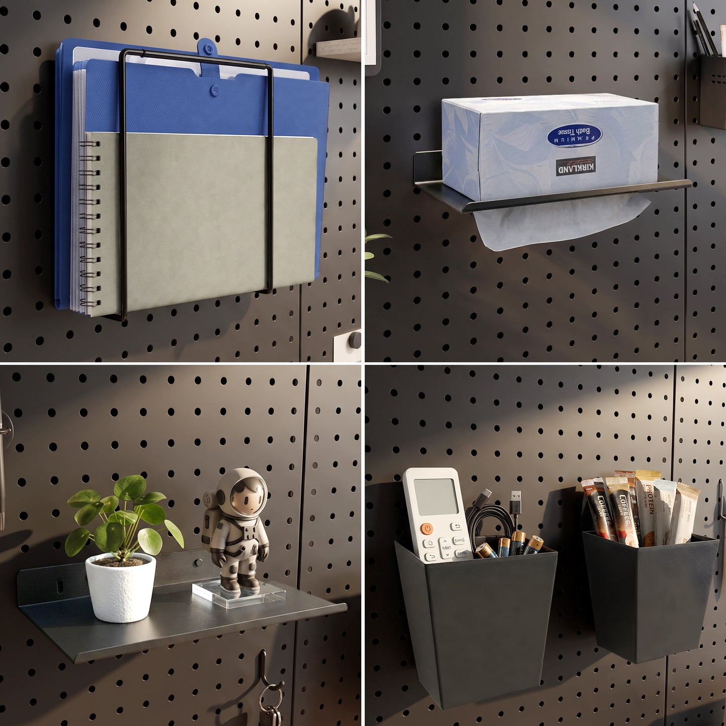 8 Pack Metal Pegboard Panels with 50 Hooks