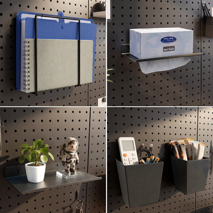 Amoowis Peg Board Kit, 8 Pack 12x12 Inch Black Panels and 32 Accessories