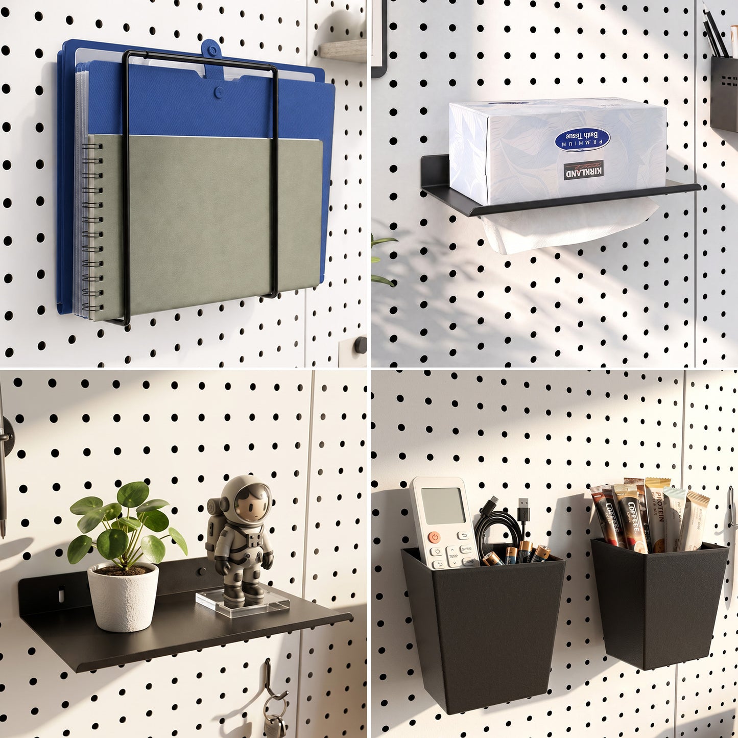 8 Pack Metal Pegboard Panels with 50 Hooks