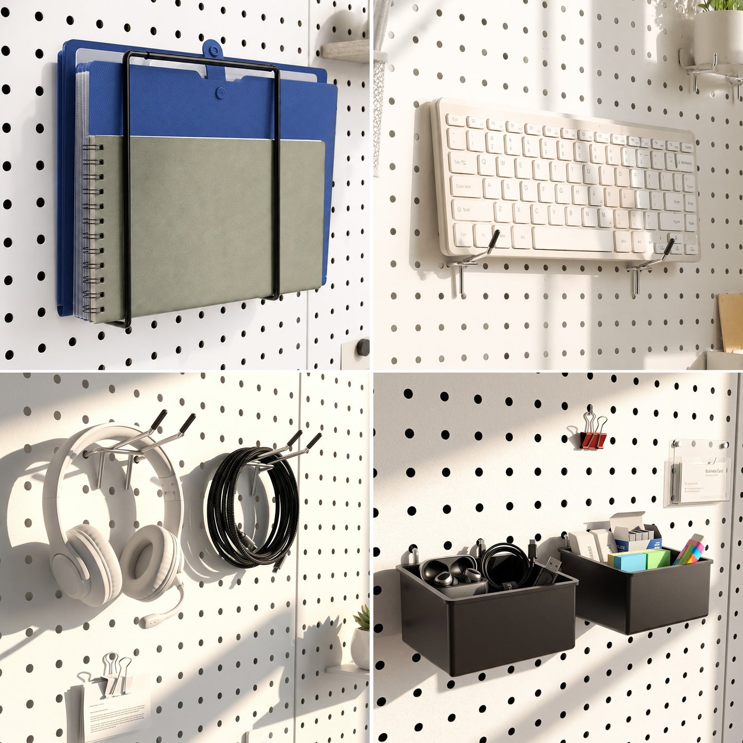 6 Pack Metal Pegboard Panels with 50 Hooks