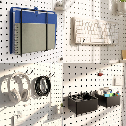 Amoowis Versatile Peg Board Kit, 6 Pack Pegboards with Hooks & Accessories(White)
