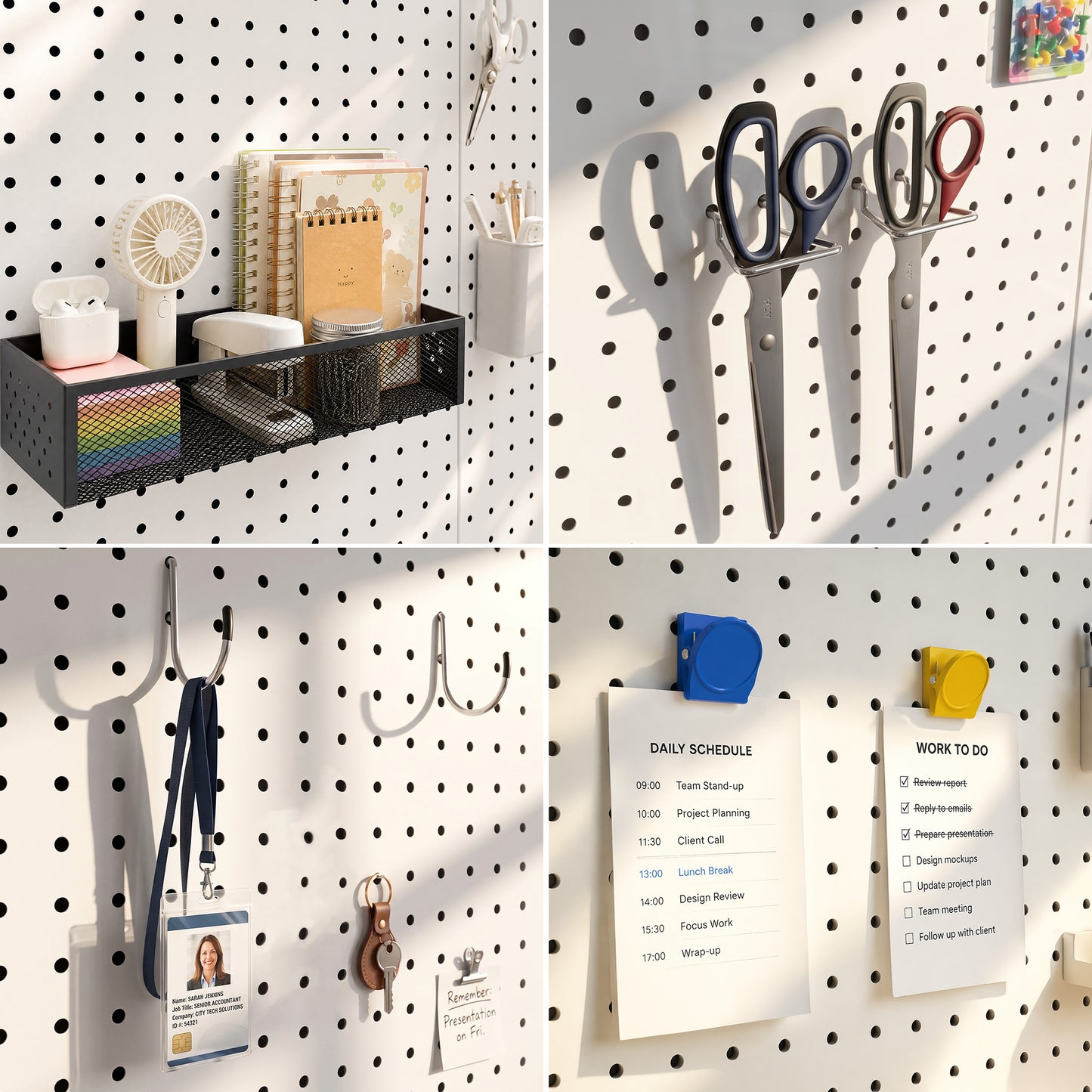4 Pack Metal Pegboard Panels with 50 Hooks（3）