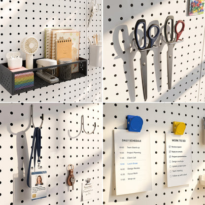 Amoowis Versatile Metal Peg Board Kit, 4 Pack White Pegboard Organizer