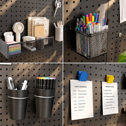 Amoowis Versatile Peg Board Kit, 6 Pack Pegboards with Hooks & Accessories(Black)