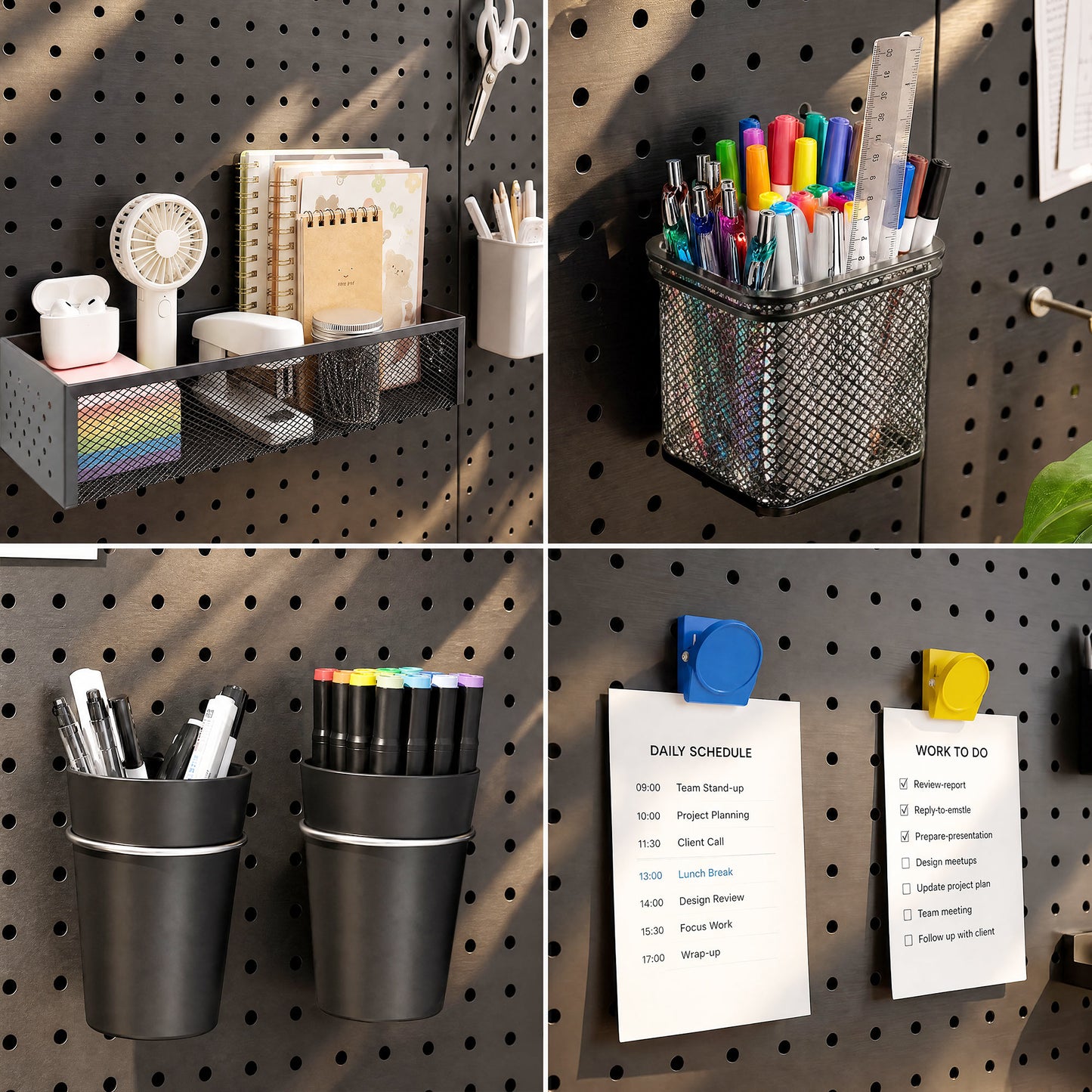 8 Pack Metal Pegboard Panels with 50 Hooks