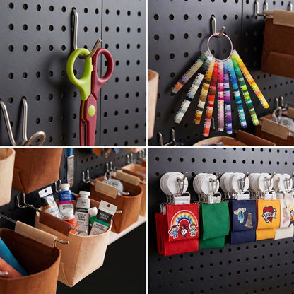Amoowis Peg Board, 6 Pack Metal Pegboard Wall Organizer with Accessories(Black)