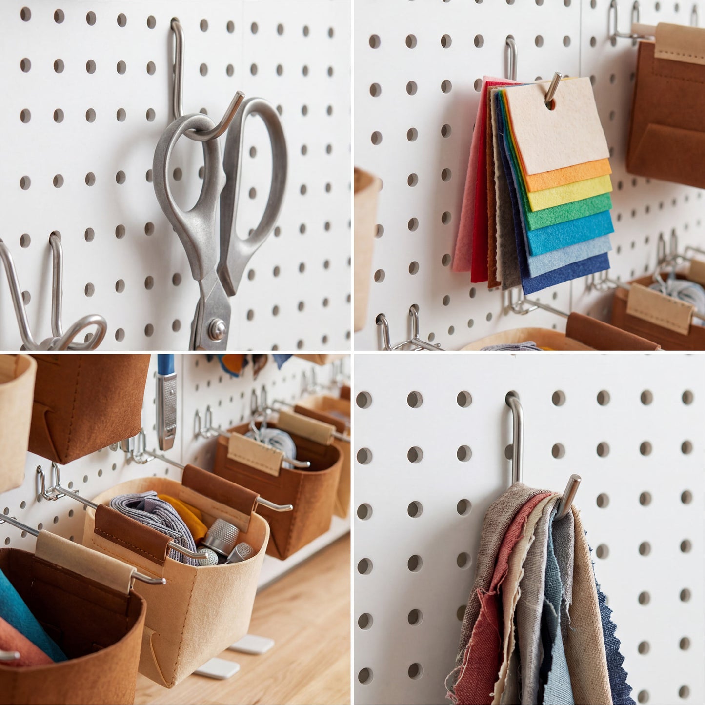 6 Pack Metal Pegboard Panels with 50 Hooks