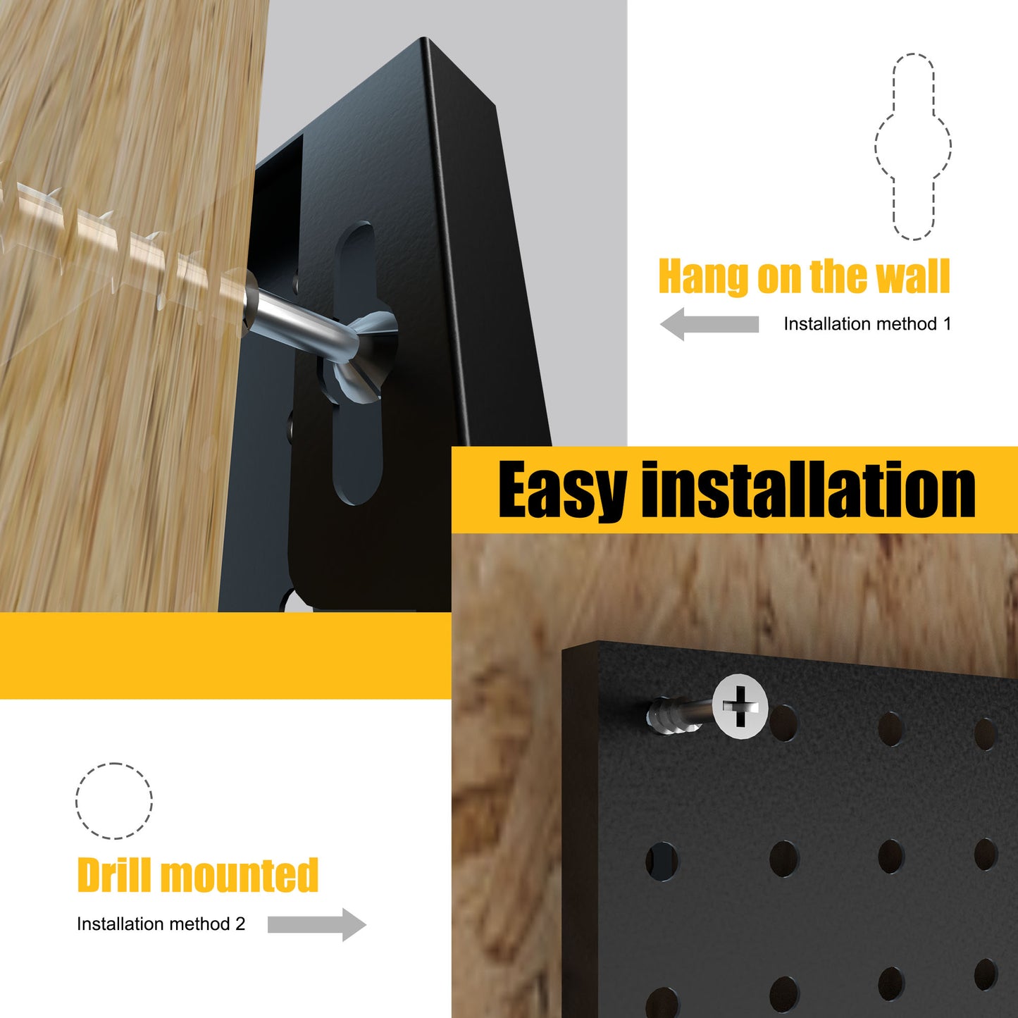 4 Pack Metal Pegboard Panels with 50 Hooks