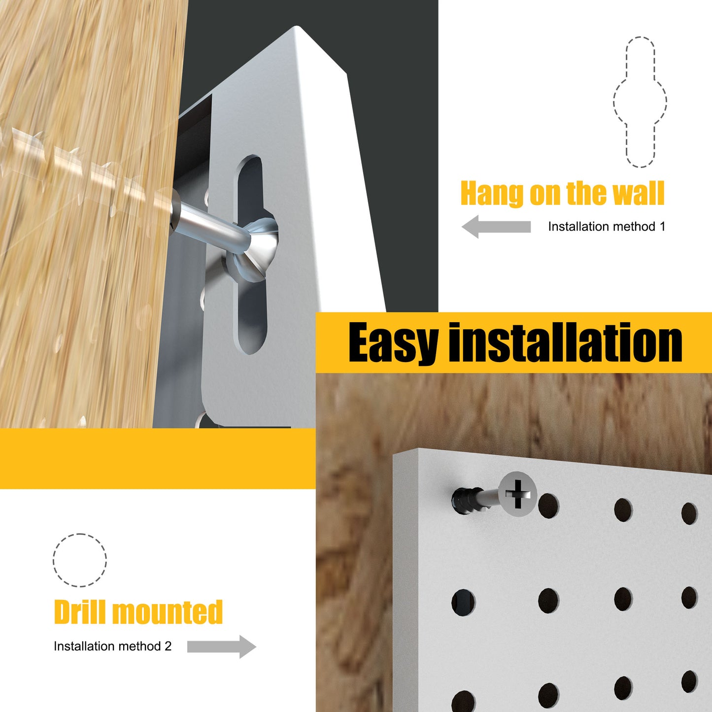 4Pack Metal Pegboard Panels with 50 Hooks